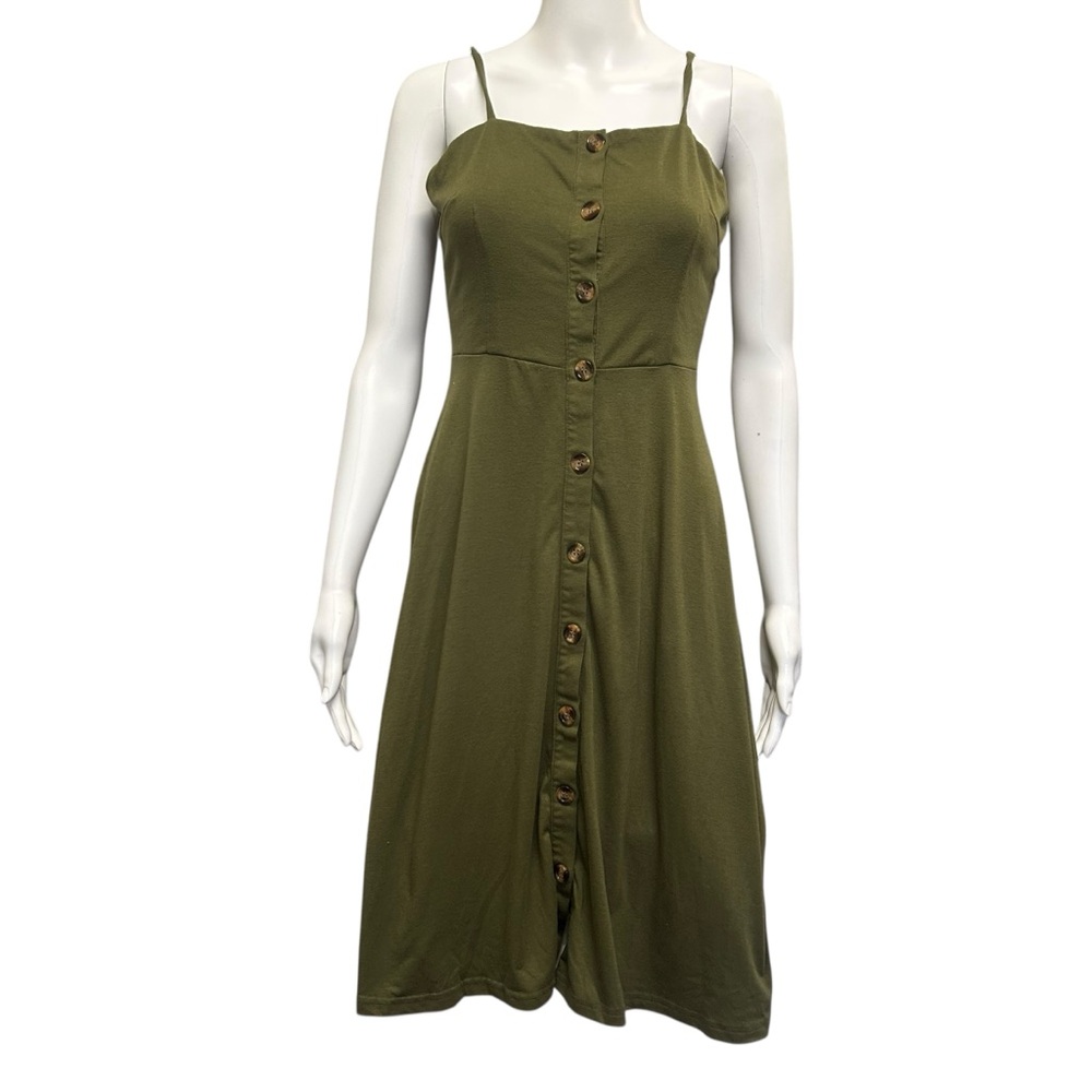 Berydress Olive Green Button Down Midi Dress Size S - Picture 2 of 7